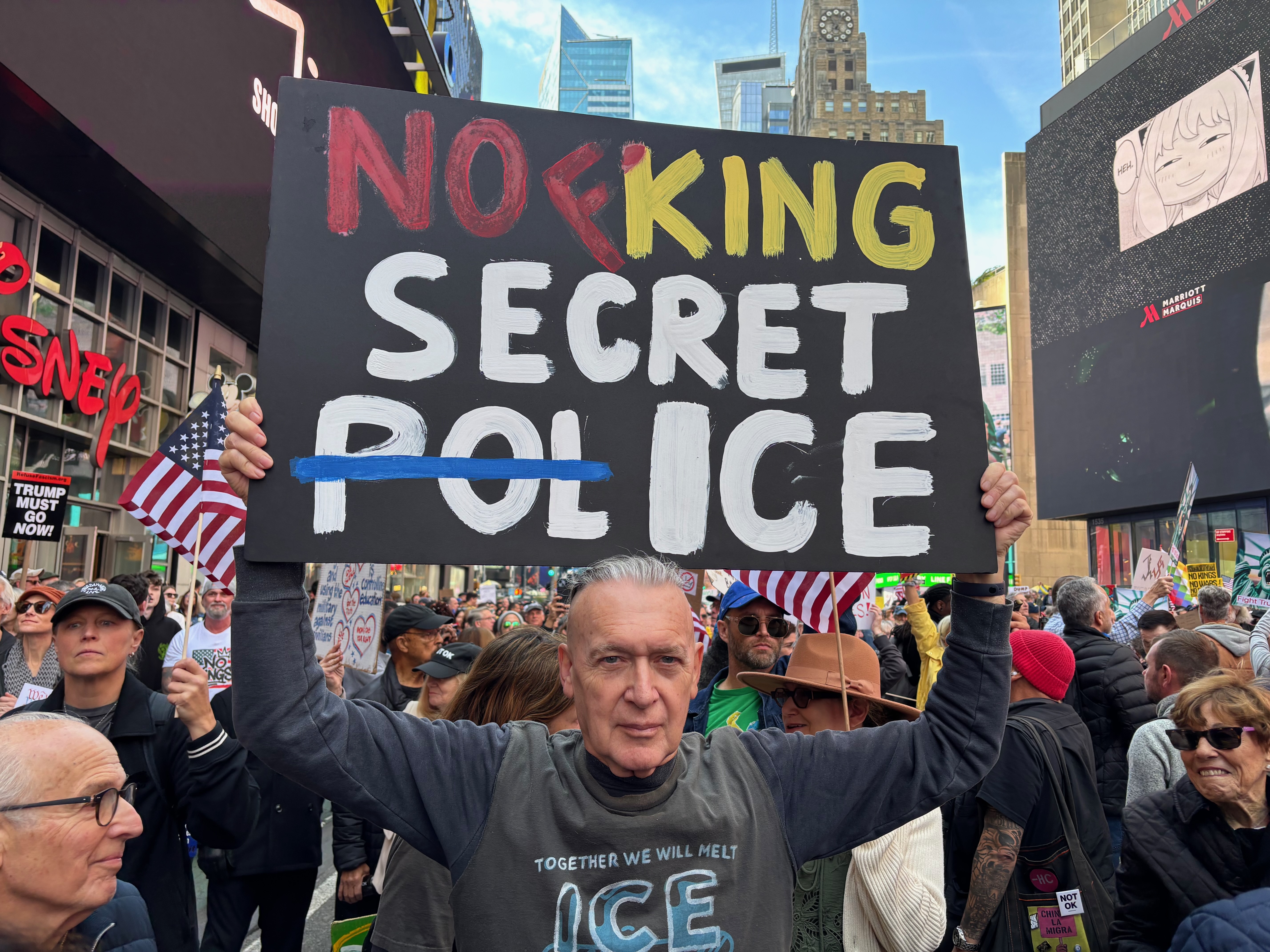 No secret police. No Kings demonstration. Times Square October 18