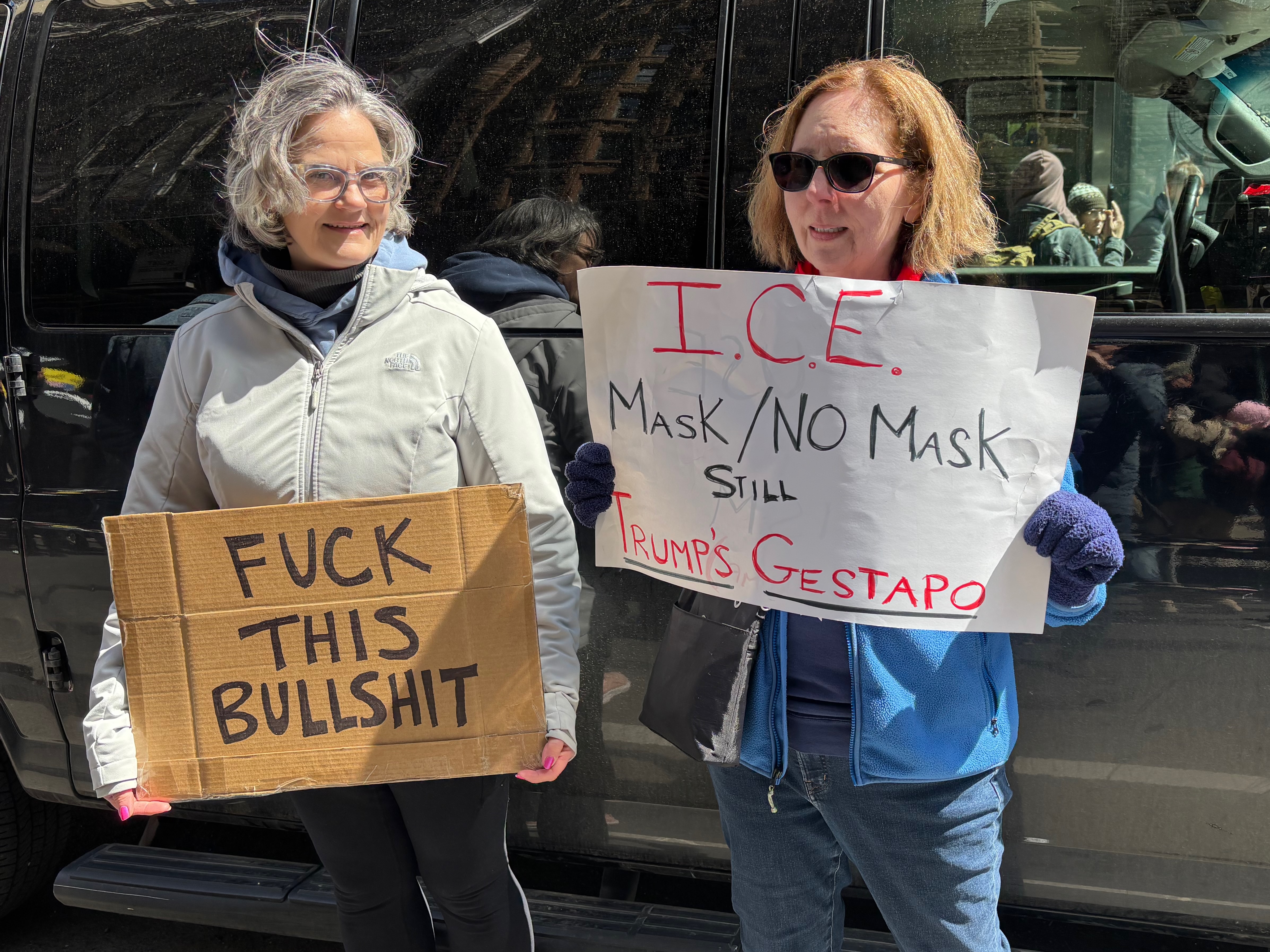 Anti ICE sign at No King March demonstration 