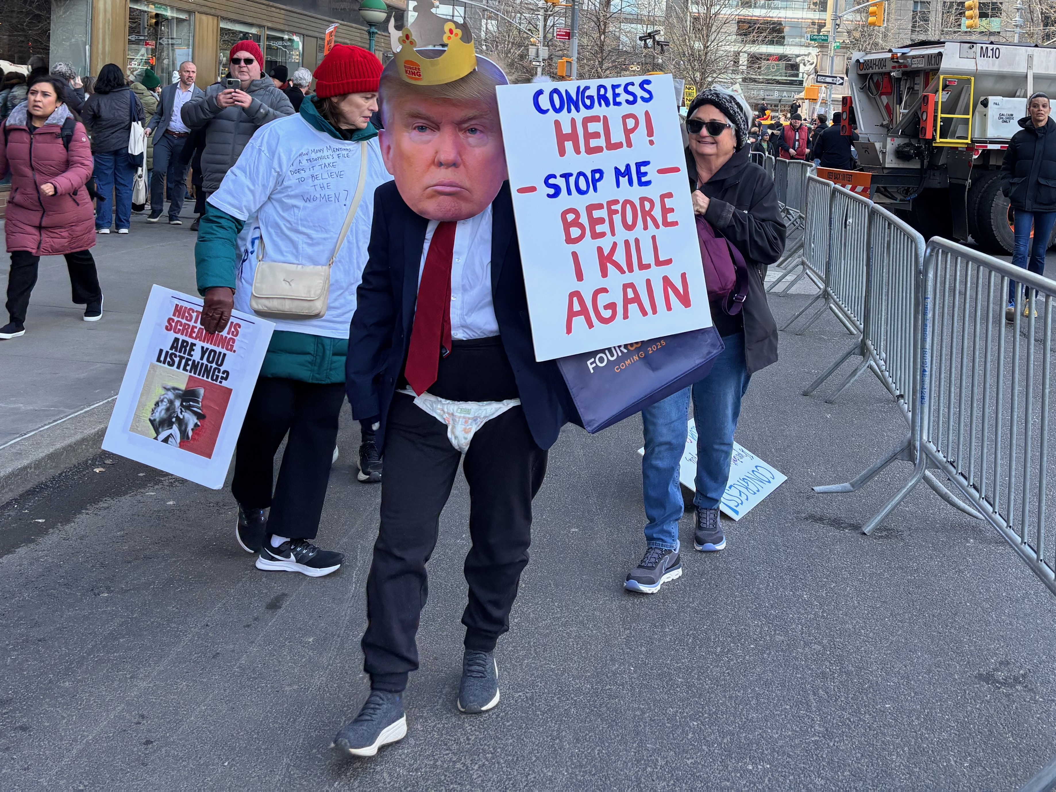 Trump sign at No Kings demonstration 