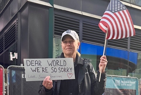 No Kings demonstrator March 28, 2026